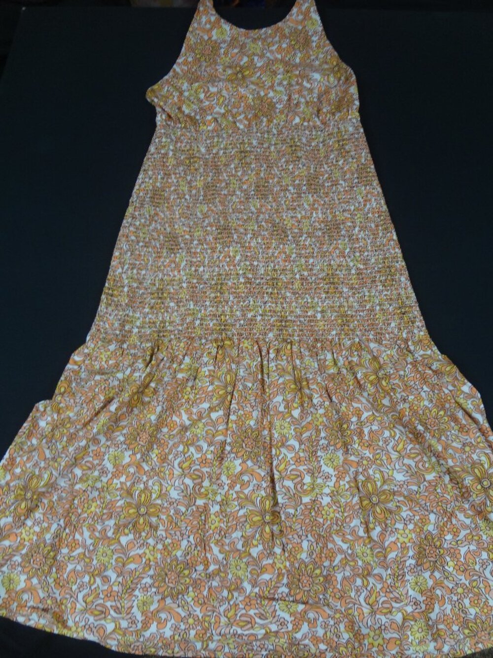 NWT J.CREW COLLECTION SMOCKED CROSS BACK MEDALLION FLORAL MAXI DRESS 18 L952